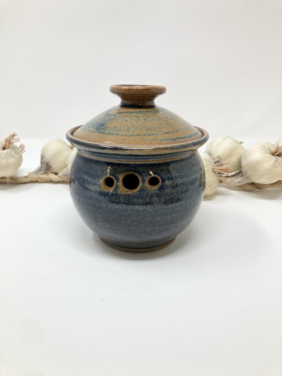 Stoneware Garlic Keeper - Alsace Blue